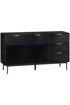 Livetastic Sideboard, Schwarz, Metall, 3 Schubladen, 140x80x40 cm, Kleinmöbel, Kommoden, Sideboards