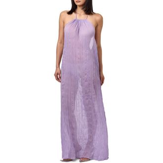 Naked Wardrobe Open Back Pliss&eacute; Maxi Sundress in Lavender at Nordstrom Rack, Size X-Large