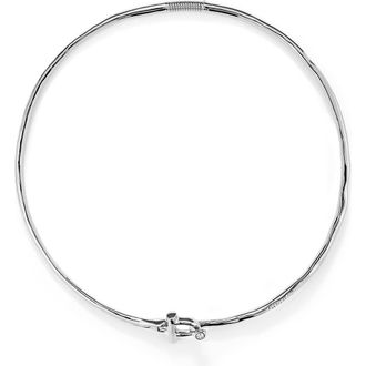 UNOde50 Rigid Necklace With Front Clasp Plated In Sterling Silver With White Topaz in Metallic Silver at Nordstrom