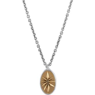John Varvatos Mens Artisan Sterling Silver & Brass Pendant Necklace in Mix at Nordstrom, Size 24