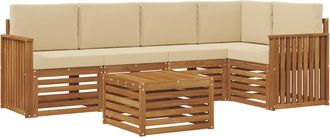 vidaXL Conjunto De Sof&aacute;s De Exterior 6 Uds. Natural Y Beige Poli&eacute;ster Vidaxl