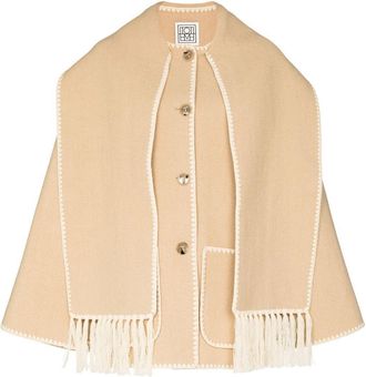 Toteme embroidered scarf button-front jacket - women - Polyester/Wool - 34 - Neutrals