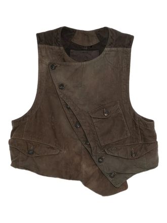 Ziggy Chen asymmetric-hem vest - men - Cupro/Cotton/Cotton - 48 - Brown