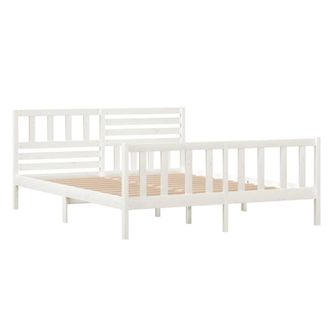 Berkfield Home Beautiful Bed Frame White Solid Wood 120x200 cm | Size: Small Double