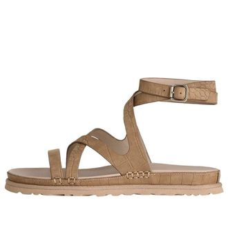 UGG (WMNS) UGG GoldenGaze Embossed Ankle Wrap Sandals Mustard Seed 1178570-MDSD