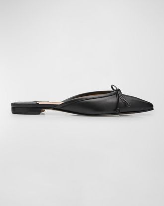 Manolo Blahnik Lambskin Bow Ballerina Mules