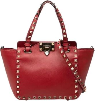 Valentino Pre-owned Studded Satchel - Dames - Vintage Shopper - Rood - ONE Size - Leer - Vintage
