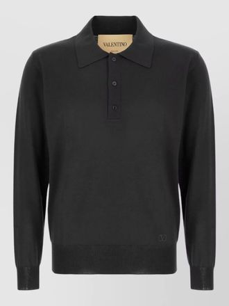 Valentino Garavani wool polo shirt ribbed cuffs hem
