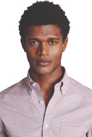 CHARLES TYRWHITT Slim Fit Button-Down Collar Non-Iron Stretch Check Oxford Shirt in Claret Pink at Nordstrom, Size Xx-Large L