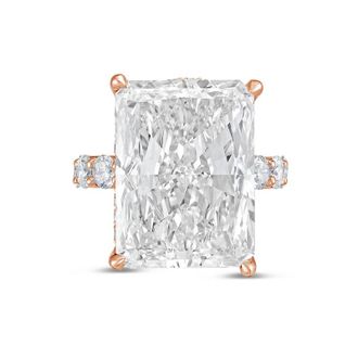 Diana M. Jewels 14kt rose gold 4ct lab grown Radiant Diamond Ring with Pav&eacute; Round Band