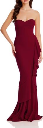 Dress The Population Paris Ruffle Strapless Mermaid Gown in Garnet at Nordstrom, Size Xx-Large