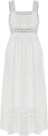 Possé Abito midi con inserti in pizzo - Bianco