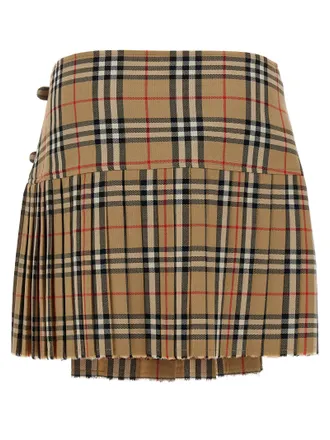 Burberry Burberry Check Wool Kilt - Camel