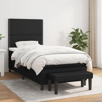 vidaXL Vidaxl - Cama Box Spring Con Colch&oacute;n Tela Negro 90x200 Cm