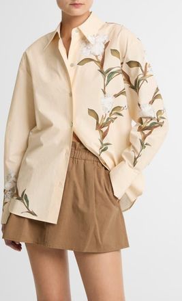 Vince Iris Print Shirt in Ecru at Nordstrom, Size Xx-Small