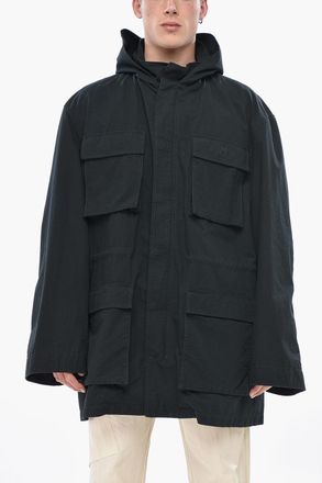 Balenciaga Cotton Utility Jacket With Tone-On-Tone Ripstop Check Balenciaga