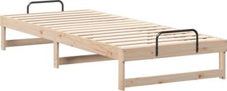 vidaXL Bed Frame with Carry Handles Brown Solid pine wood Vidaxl