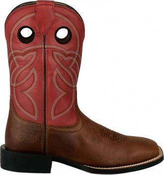 Justin Mens Lubbock 11 Work Boot - Medium In Red Brown