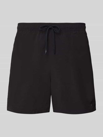 Tommy Hilfiger Regular Fit Badeshorts mit Logo-Stitching in Black, Gr&ouml;&szlig;e XXL