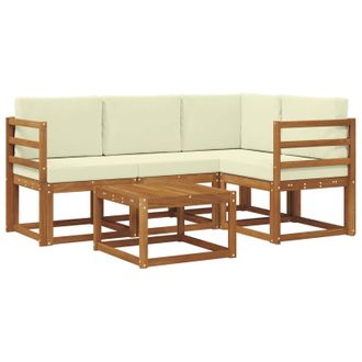 vidaXL Conjunto De Sof&aacute;s De Exterior Con Coj&iacute;n 5 Pcs Natural Y Crema Vidaxl