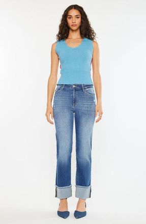 Kancan Quin Essentials High Rise Straight Jeans in Medium Wash at Nordstrom, Size 30