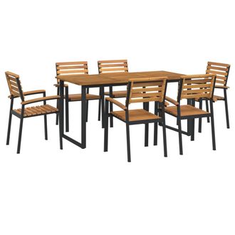 vidaXL Juego De Comedor De Jard&iacute;n 7 Pzas Madera Maciza Acacia Y Metal Vidaxl