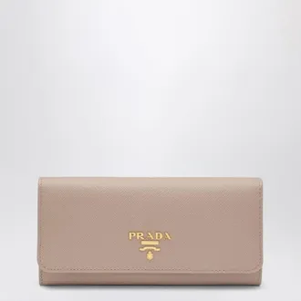 Prada Saffiano wallet in powder pink and gold
