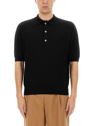 Lardini Classic Black Organic Cotton Polo Shirt