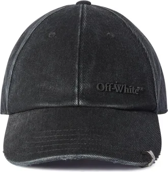 Off-white appliqu&eacute; distressed cap - men - Cotton - M - Black