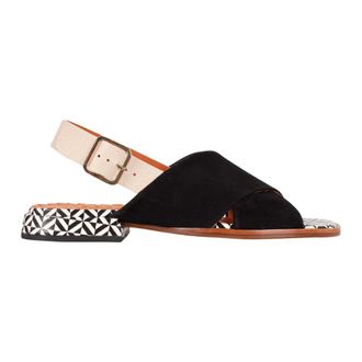 Chie Mihara Flat Sandals, female, Black, Size: 7 1/2 US Waspi Flat Suede Sandal