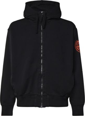 Stone Island Vertical Placement Zip-through Sweatshirt - Heren - Vesten met rits - Zwart - XL - Katoen - Hoodies & sweatvesten