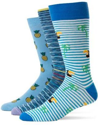 Lorenzo Uomo Assorted 3-Pack Crew Socks in Light Blue at Nordstrom Rack, Size 10-13