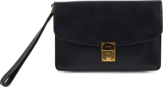 Celine Clutch in pelle anni 1970 - Blu