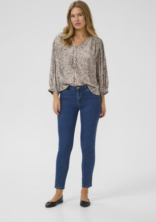 Kaffe Blouse met lange mouwen Baggy fit Abstract Leopard