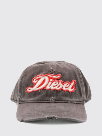 Diesel Cappello da baseball in denim distressed con logo ricamato