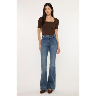 Kancan Kiery High Rise Flare Jeans in Dark Wash at Nordstrom, Size 2833