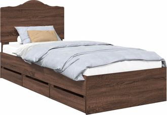 vidaXL Estructura De Cama Roble Marr&oacute;n 100 X 200 Cm Madera Ingenieril Vidaxl