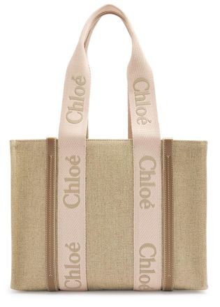 Chloé Woody Medium Linen Canvas Tote - Beige - One Size