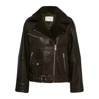 Gestuz Shearling Biker Jacket - Jackets - Mujer - Marr&oacute;n - L