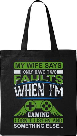 Generic Funny G A M E R Wife Joke Natural Ecological Cotton Tote Bag Black