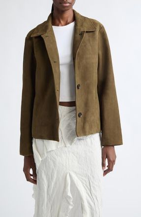 Proenza Schouler Irine Lambskin Suede Jacket in Cypress at Nordstrom, Size X-Large