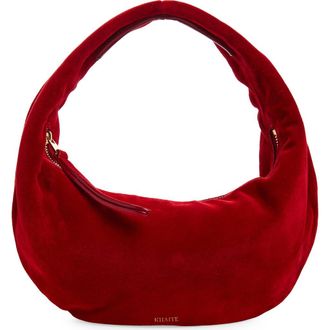 Khaite Mini Olivia Suede Hobo Bag in Ruby at Nordstrom