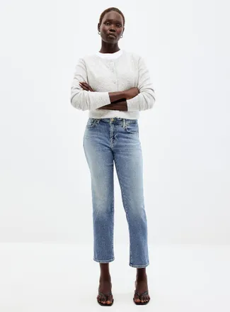 7 For All Mankind Womens Calie faded pale jean Fit: Straight leg, regular rise