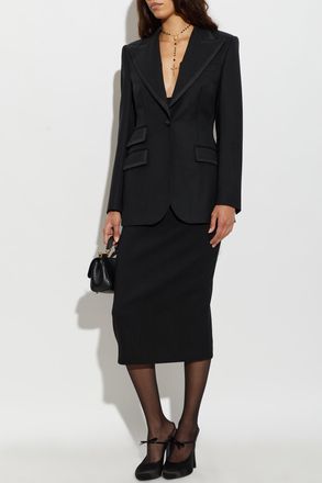 Dolce & Gabbana Wool Blazer With Double Vent, Womens, Black