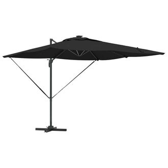 Berkfield Home Cantilever Roma Parasol with LEDs - Black, 286 x 285 x 270 cm, Al in Black | Size: 286 x 285 x 270 cm