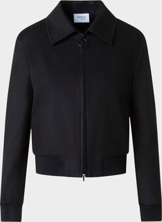 Akris Cashmere-Wool Crop Bomber Jacket