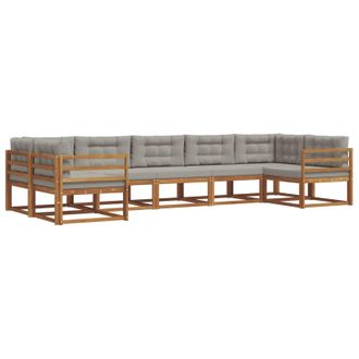 vidaXL Conjunto De Sof&aacute;s De Exterior 7 Pcs Gris Natural Y Claro Vidaxl