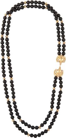 Kenneth Jay Lane 1980s ram-motif beaded necklace - women - Gold Plated Brass/Swarovski Crystal - One Size