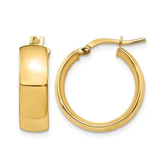 Diamond2Deal 14K Yellow Gold 6mm High Polished Round Hoop Earrings