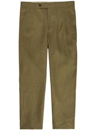 Bode Straight-leg Linen Trousers - Olive - 36 (W36 / XL)